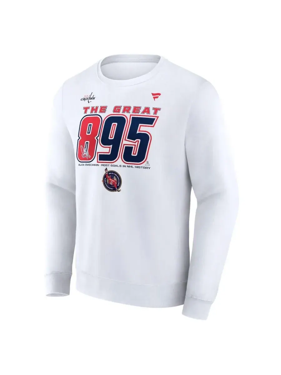 Fanatics Мужская белая толстовка Alexander Ovechkin Washington Capitals NHL The Great 895 из флиса — изображение 2 из 3