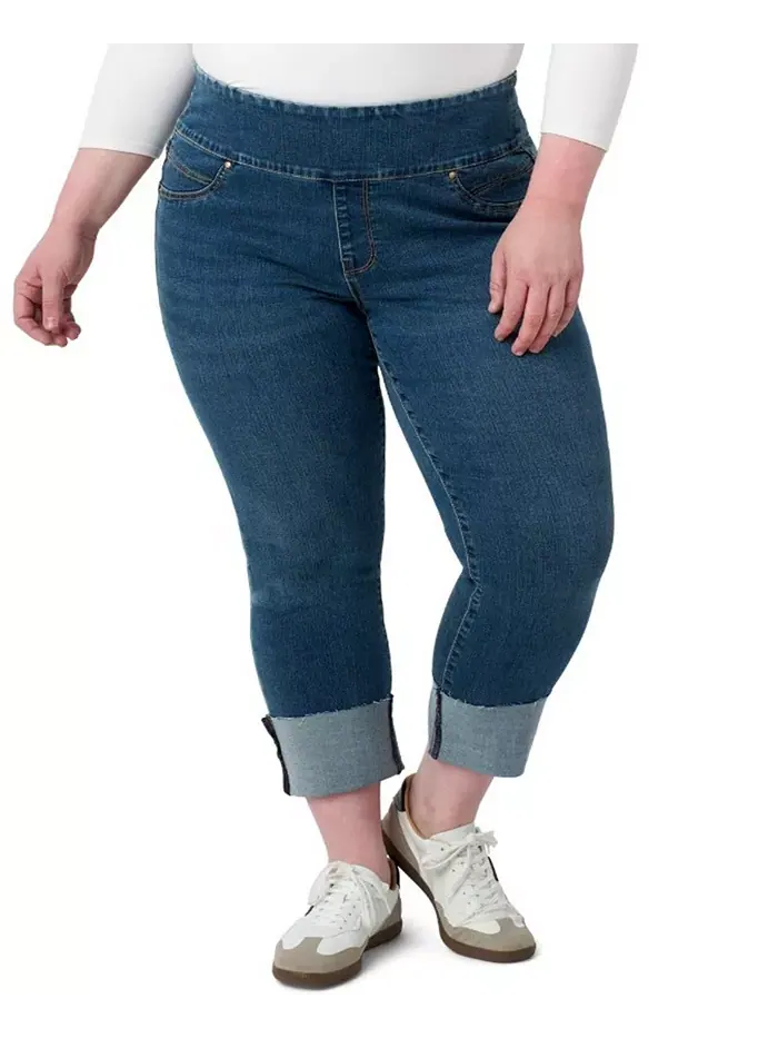 Джинсы Plus Size Tummy Toner с высокими манжетами и застежкой Seven7