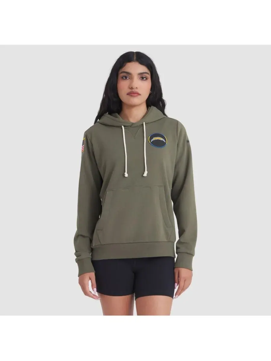 Nike Женская толстовка оливкового цвета Los Angeles Chargers 2025 Salute to Service Sideline — изображение 1 из 3, оливковый