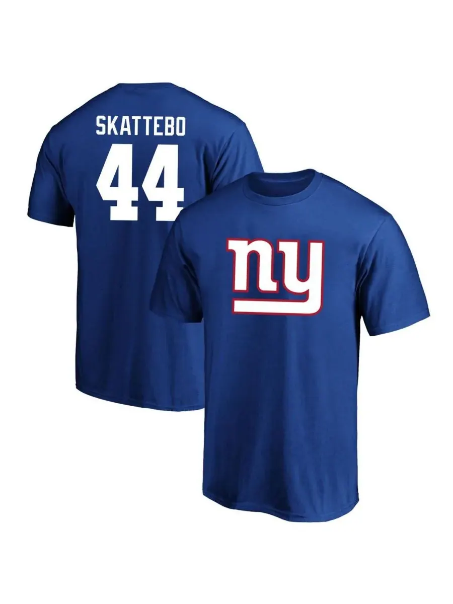 Мужская футболка Cam Skattebo Royal New York Giants с большим номером и фамилией Fanatics — изображение 1 из 3, королевский