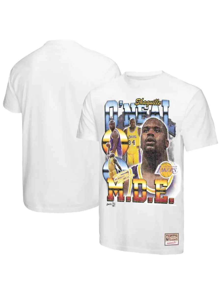 Mitchell & Ness Мужская белая футболка с коллажем в честь Шакила О'Нила и команды «Лос-Анджелес — изображение 1 из 3, белый