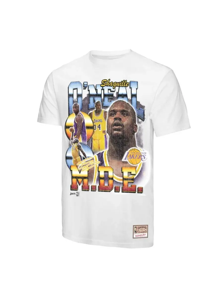 Mitchell & Ness Мужская белая футболка с коллажем в честь Шакила О'Нила и команды «Лос-Анджелес — изображение 3 из 3, белый