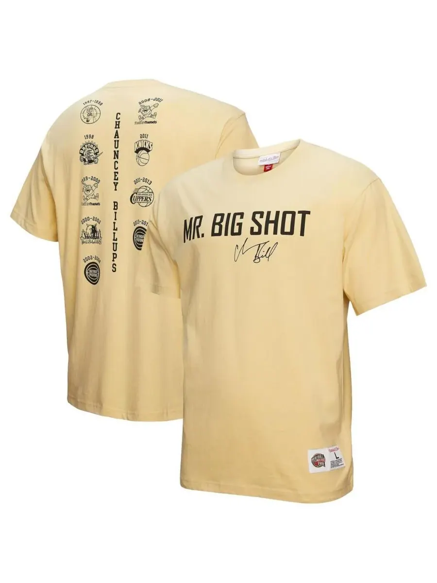 Mitchell & Ness Мужская футболка Chauncey Billups Cream Detroit Pistons Premium — изображение 1 из 5, бежевый