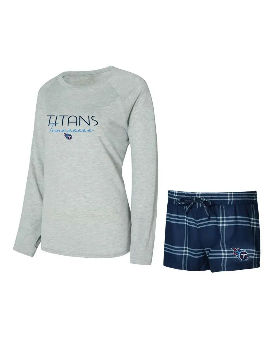 Concepts Sport Женский комплект из двух предметов: темно-синий/серый топ с длинными рукавами реглан — изображение 1 из 3