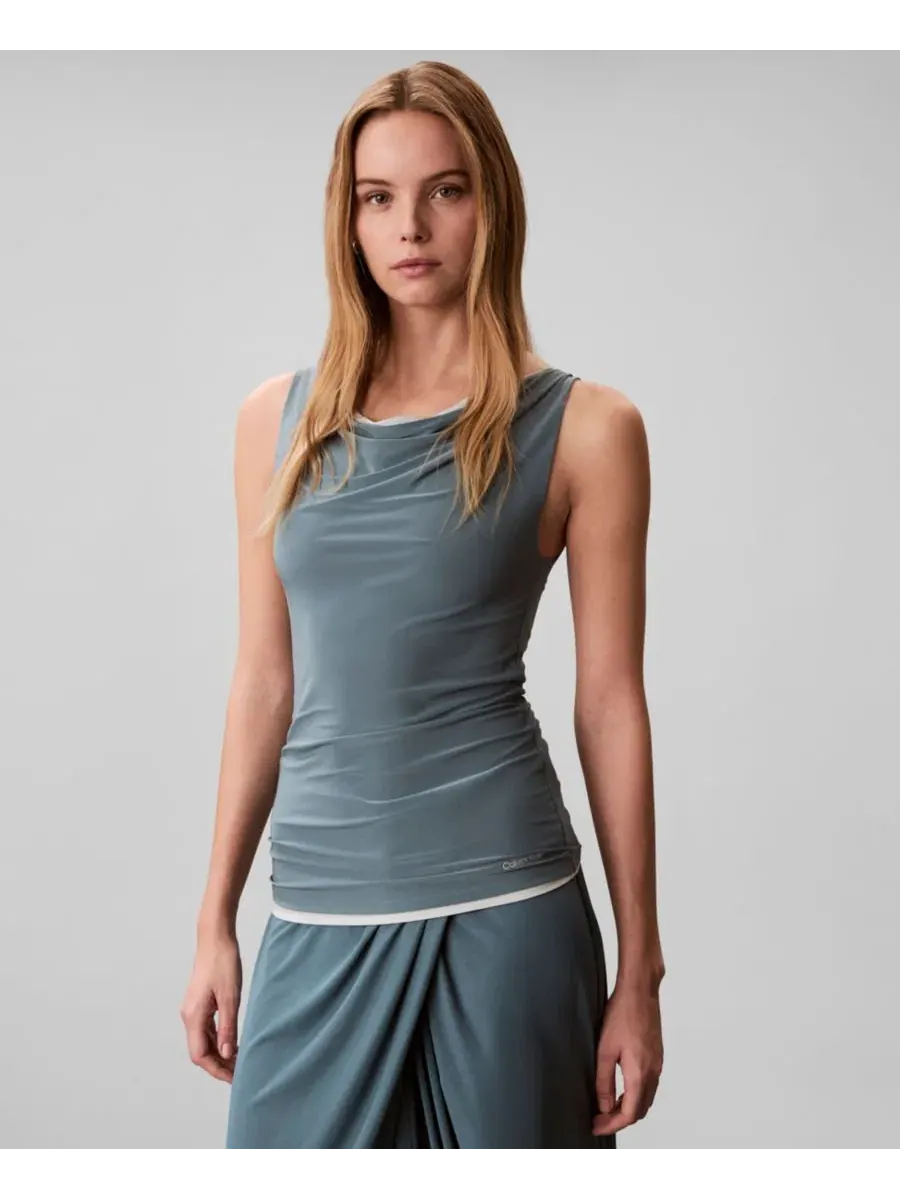 Женская облегающая двусторонняя майка без рукавов Calvin Klein, North Atlantic