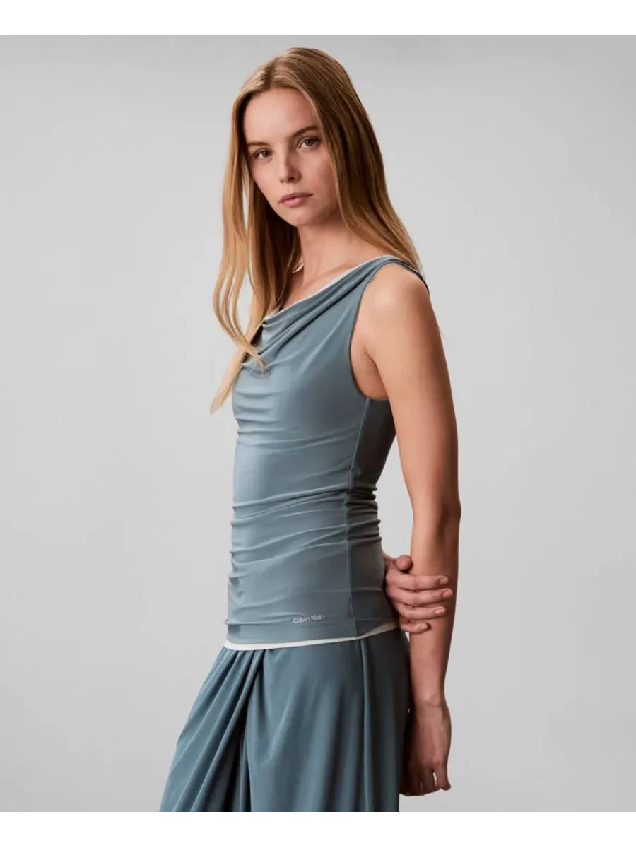 Женская облегающая двусторонняя майка без рукавов Calvin Klein, North Atlantic — изображение 3 из 4