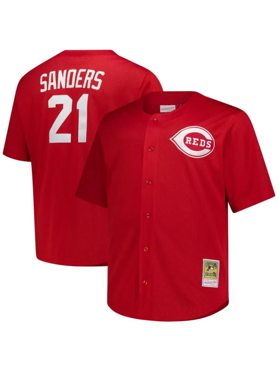 Мужская тренировочная майка Deion Sanders Red Cincinnati Reds из сетчатой ткани Cooperstown, размер — изображение 1 из 4