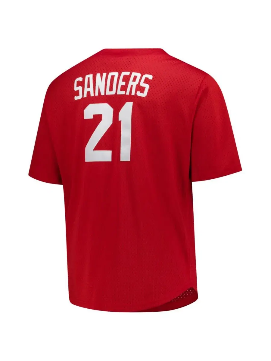 Мужская тренировочная майка Deion Sanders Red Cincinnati Reds из сетчатой ткани Cooperstown, размер — изображение 3 из 4