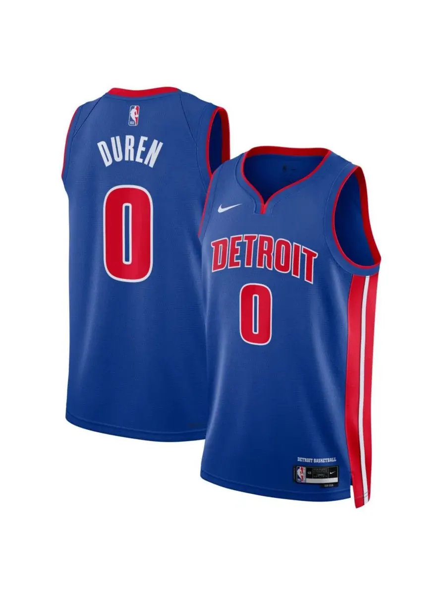Мужская и женская синяя майка Джейлена Дюрена из команды Detroit Pistons Swingman - Icon Edition — изображение 1 из 3, синий