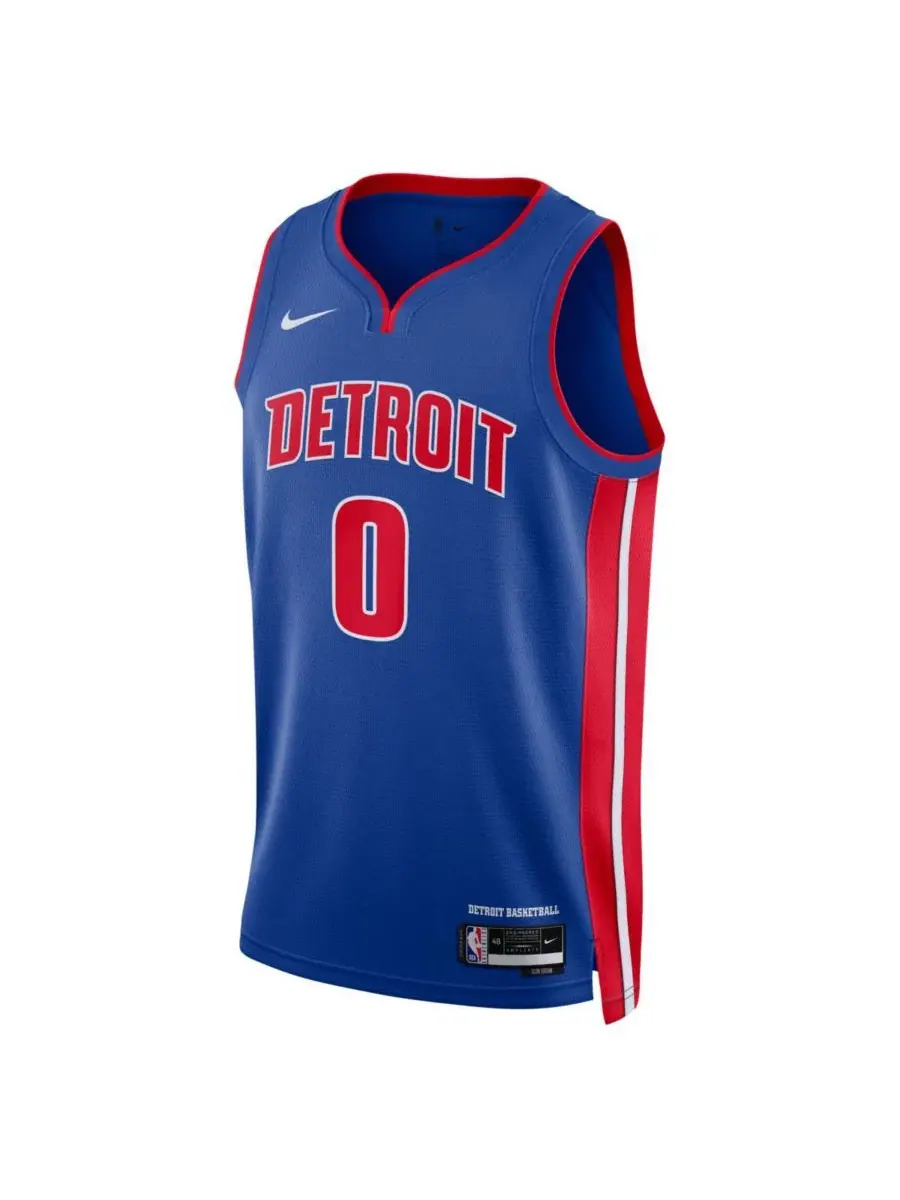 Мужская и женская синяя майка Джейлена Дюрена из команды Detroit Pistons Swingman - Icon Edition — изображение 2 из 3, синий