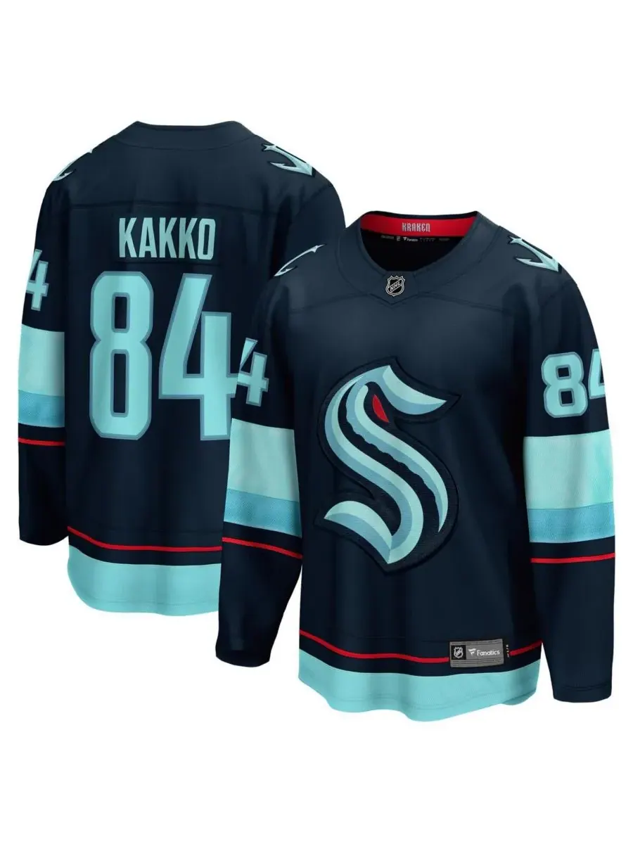 Fanatics Мужская футболка Kaapo Kakko Deep Sea Blue Seattle Kraken Home Breakaway Player — изображение 1 из 3, темно-синий