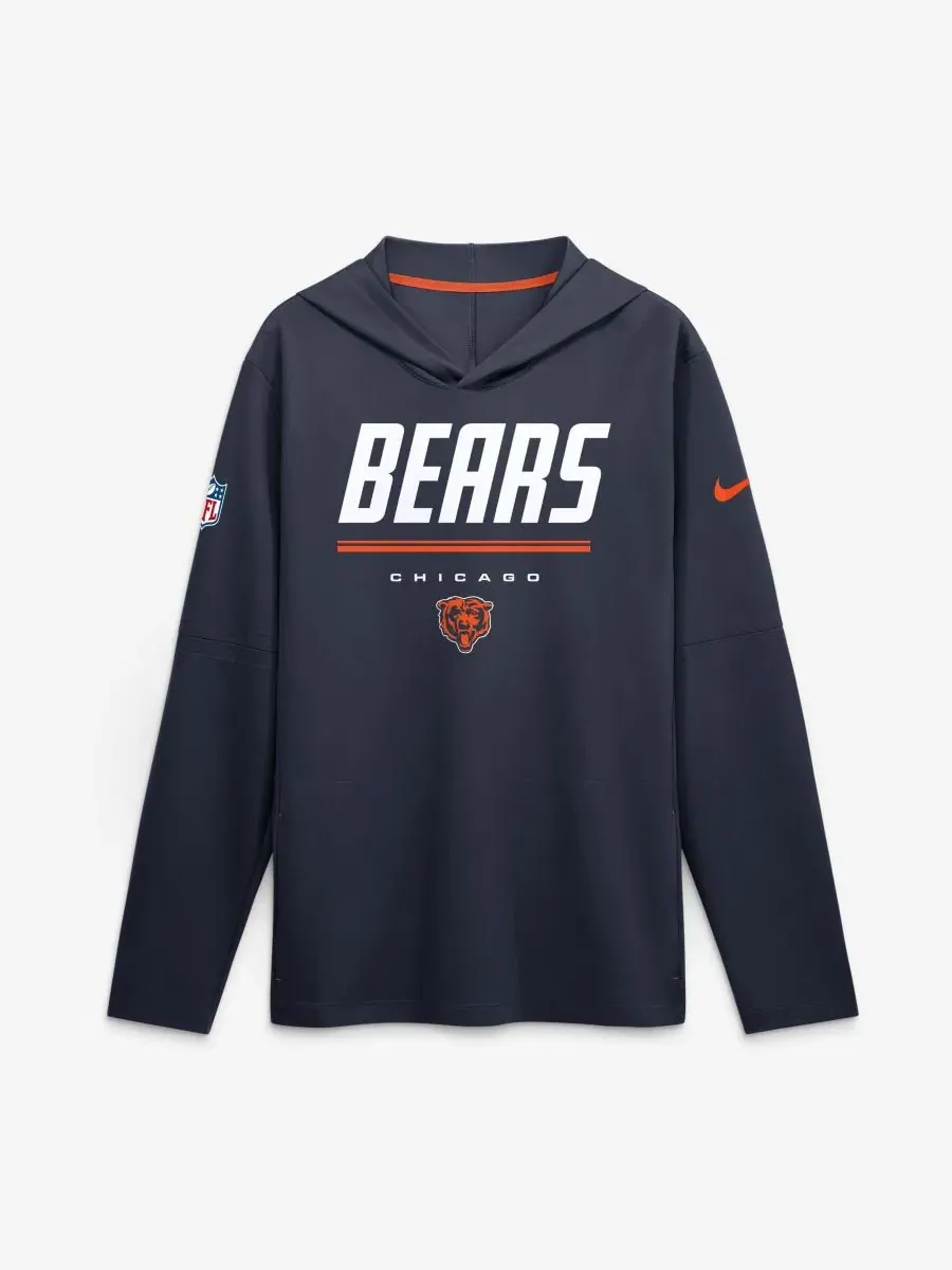 Худи с капюшоном с длинным рукавом, с технологией Dri-FIT, модель Sideline Nike — изображение 1 из 2, темно-синий оранжевый