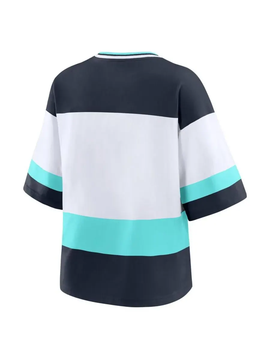 WEAR by Erin Andrews Женская футболка Deep Sea Black/White Seattle Kraken Football — изображение 3 из 3, черный белый