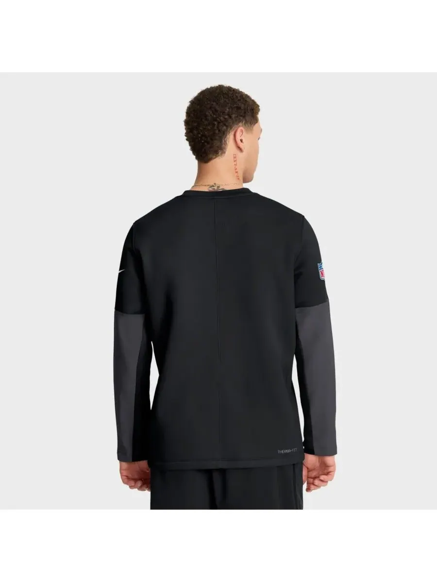Nike Мужская черная футболка с длинным рукавом Atlanta Falcons Sideline Coach Therma-FIT — изображение 2 из 5, черный