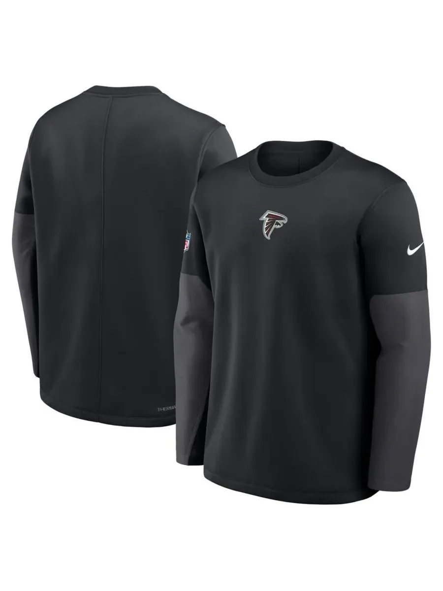 Nike Мужская черная футболка с длинным рукавом Atlanta Falcons Sideline Coach Therma-FIT — изображение 4 из 5, черный