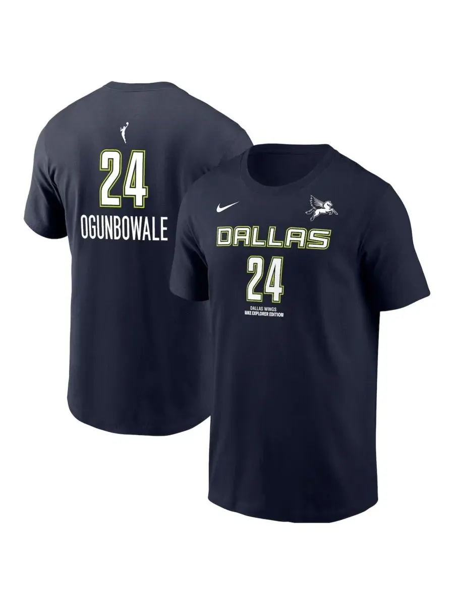 Nike Мужская футболка Arike Ogunbowale Navy Dallas Wings Explorer Edition с именем и номером — изображение 1 из 3
