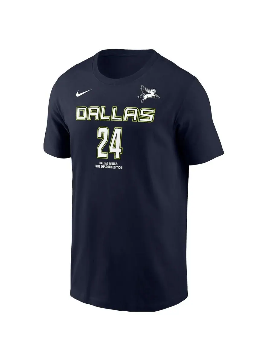 Nike Мужская футболка Arike Ogunbowale Navy Dallas Wings Explorer Edition с именем и номером — изображение 2 из 3