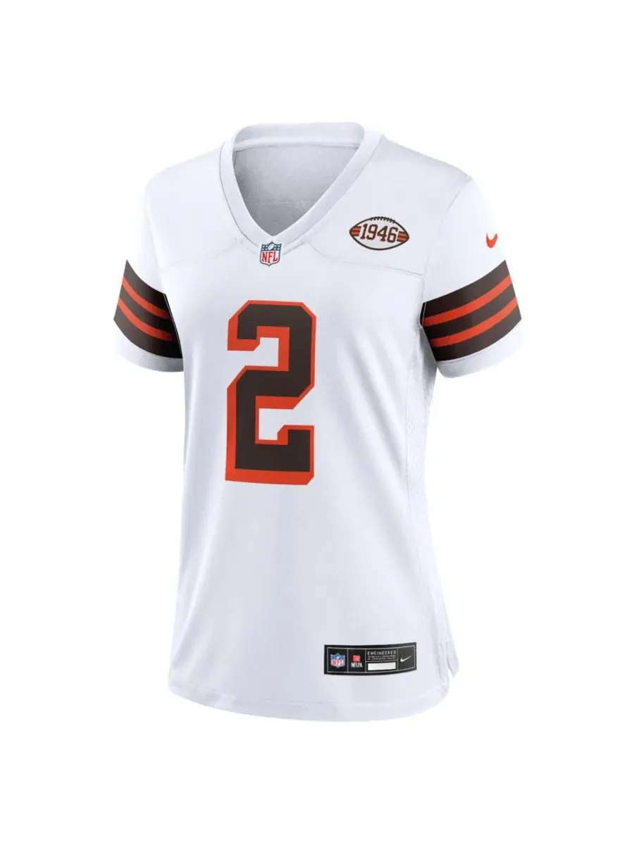 Футболка Nike Cleveland Browns Alternate Game Jersey с принтом, Shedeur Sanders — изображение 2 из 3, белый
