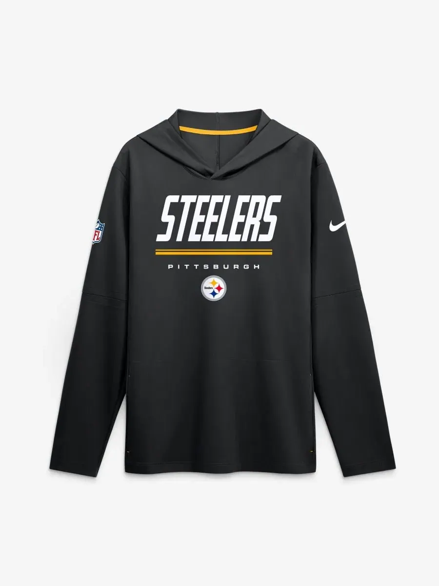 Легкая худи-футболка с длинным рукавом Nike Black Gold, Pittsburgh Steelers — изображение 1 из 2, черный золотистый