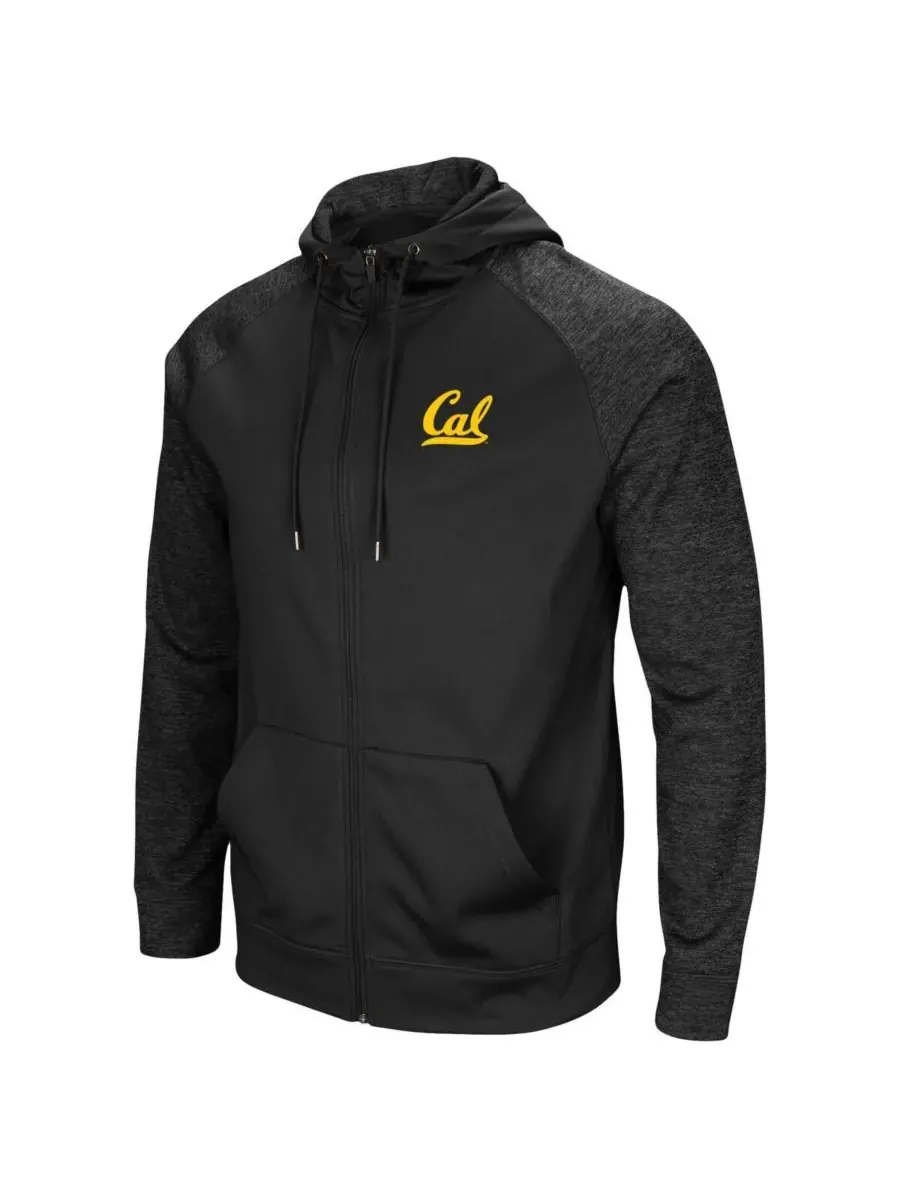 Colosseum Мужская черная толстовка на молнии Cal Bears Blackout 3.0 Tonal Raglan Full-Zip Hoodie — изображение 2 из 3, черный