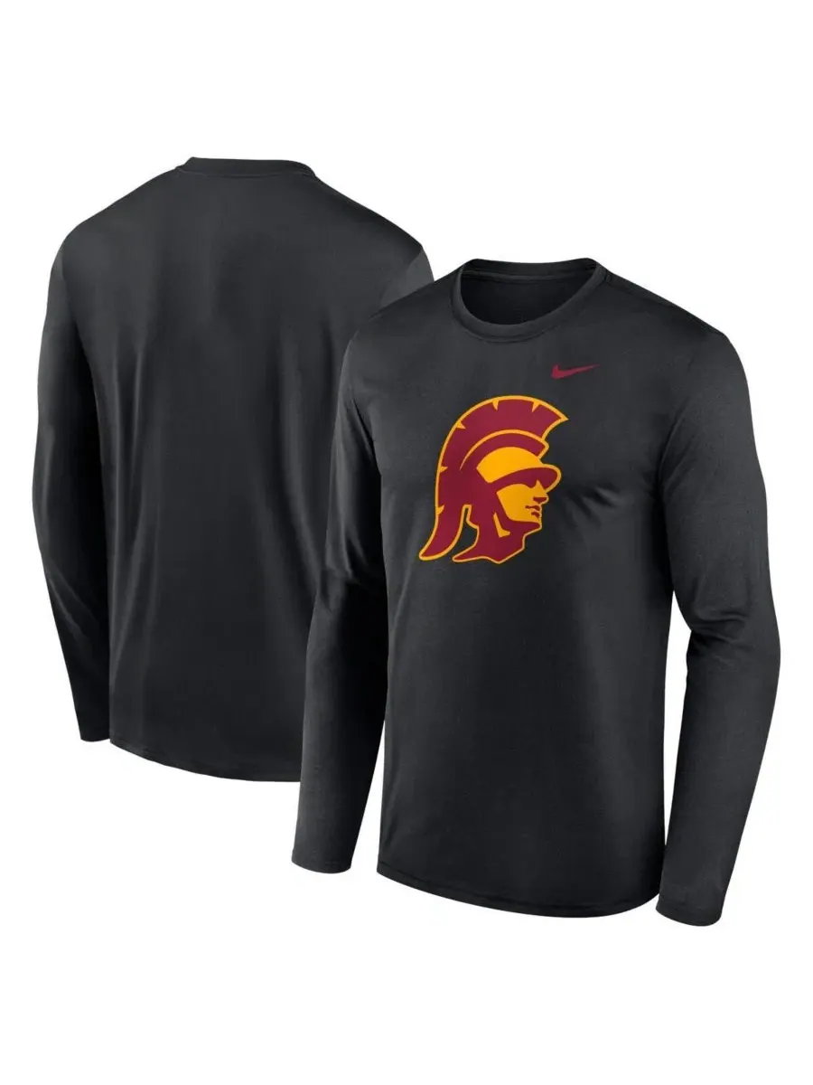 Футболка с длинным рукавом с принтом логотипа USC Trojans Nike — изображение 1 из 3, черный
