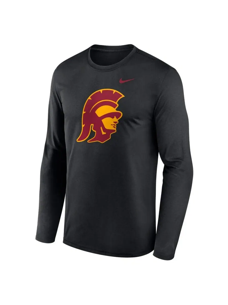 Футболка с длинным рукавом с принтом логотипа USC Trojans Nike — изображение 3 из 3, черный