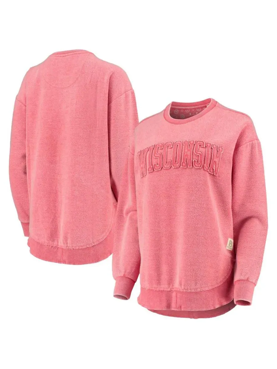 Pressbox Женская красная рваная толстовка с логотипом Wisconsin Badgers Ponchoville — изображение 1 из 4, красный