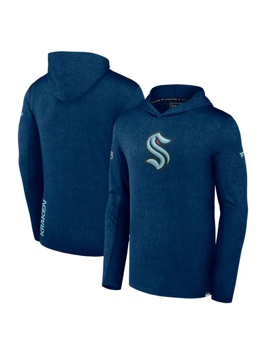 Fanatics Мужская легкая толстовка с капюшоном Seattle Kraken Authentic Pro глубокого синего цвета — изображение 1 из 3