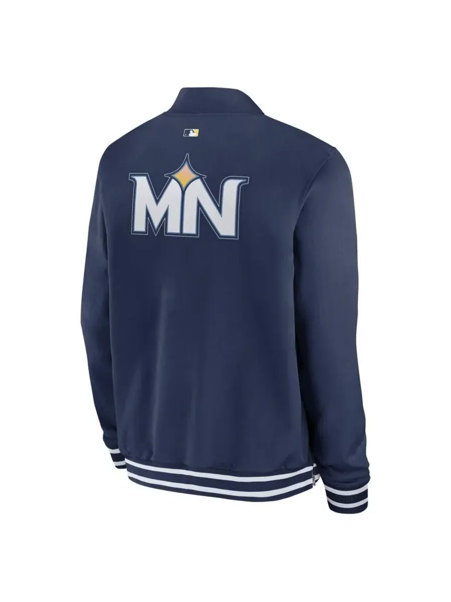Nike Мужская темно-синяя куртка-бомбер Minnesota Twins Authentic Collection City Connect на молнии — изображение 3 из 3
