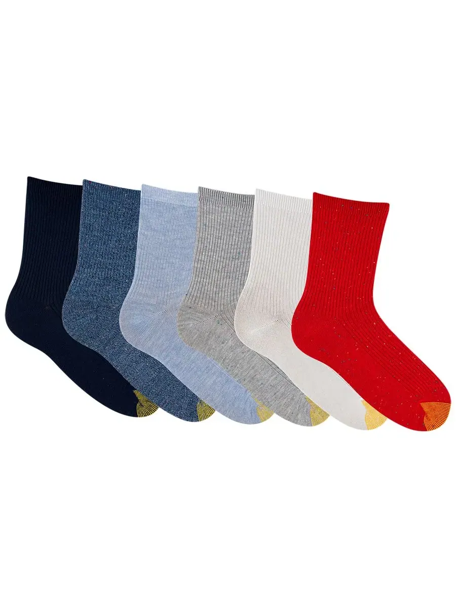 Женские миди-носки Americana в рубчик с небритым верхом, набор из 6 штук Gold Toe, Assortment 8 — изображение 3 из 3
