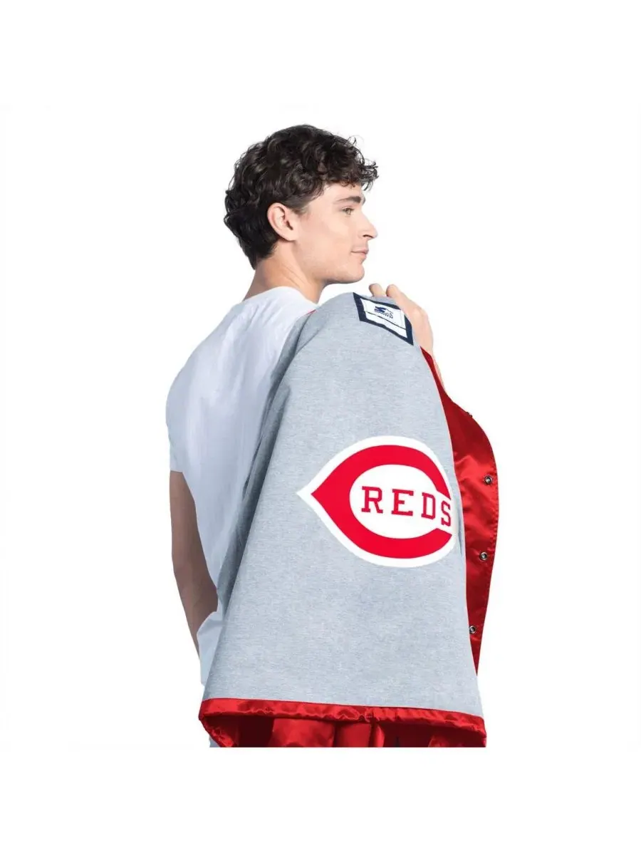 Мужская красная тренерская куртка Cincinnati Reds Cooperstown Collection Point Man Full-Snap Starter — изображение 3 из 3