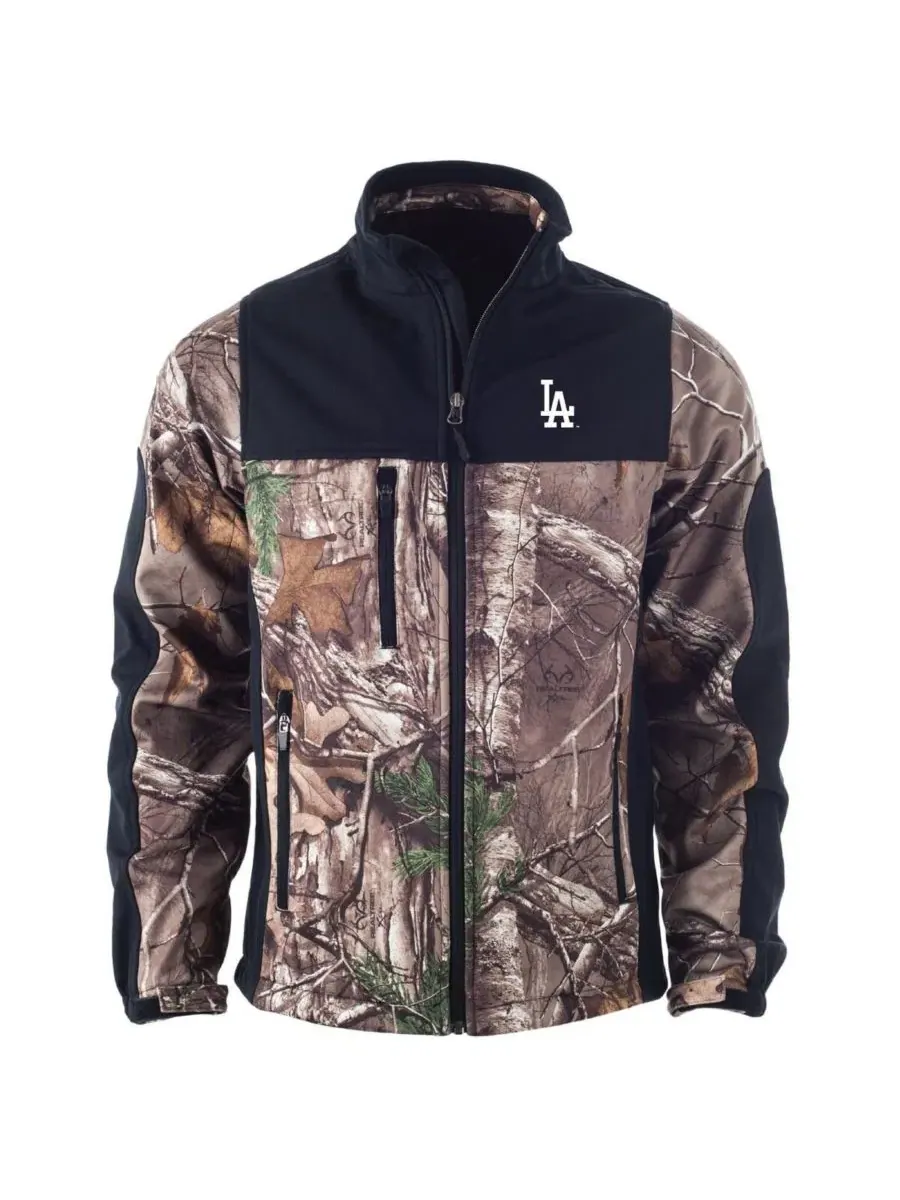 Мужская камуфляжная куртка-бомбер Los Angeles Dodgers Hunter Softshell на молнии Dunbrooke — изображение 1 из 1