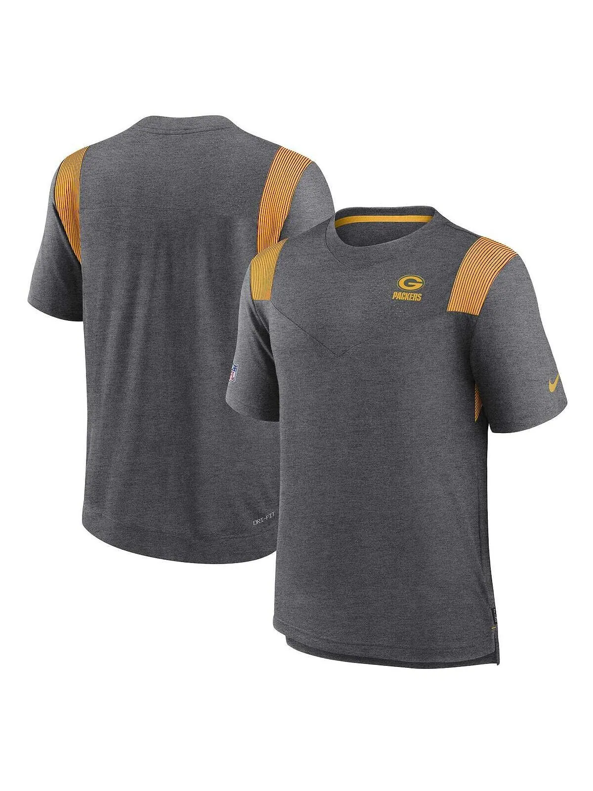 Мужская футболка heather charcoal green bay packers sideline tonal logo performance player Nike — изображение 1 из 3