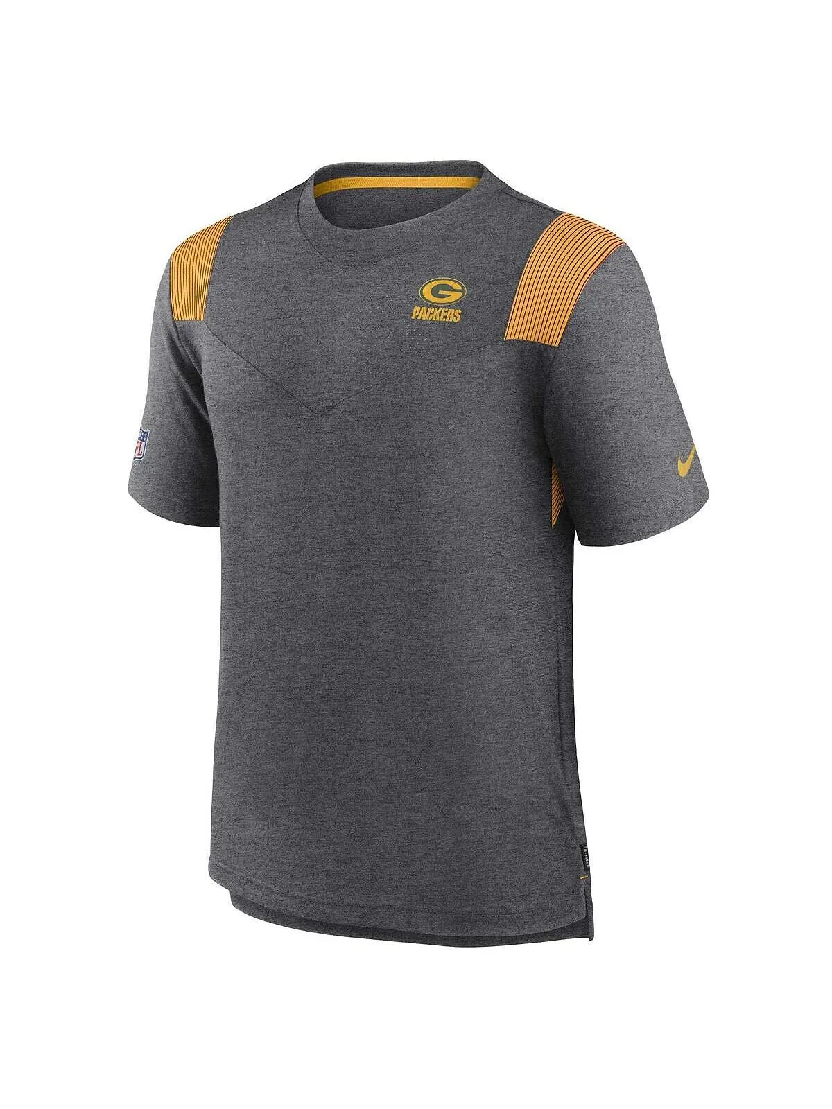 Мужская футболка heather charcoal green bay packers sideline tonal logo performance player Nike — изображение 3 из 3