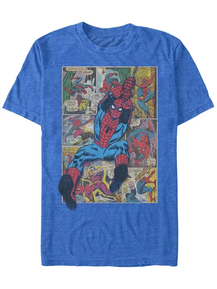 Футболка с коротким рукавом Marvel Men's Comic Collection Classic Spider-Man Swinging Fifth Sun — изображение 1 из 1