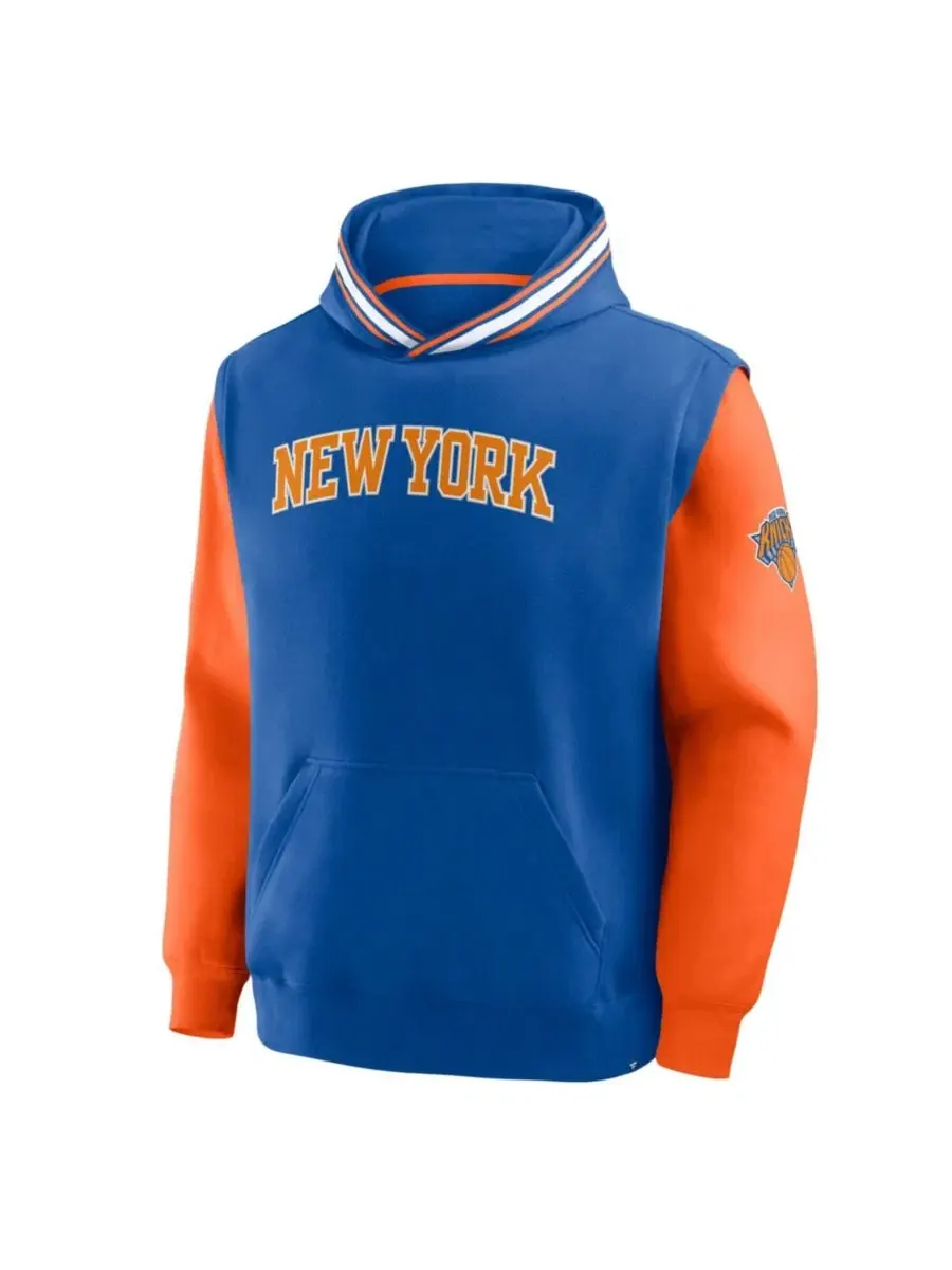 Худи с капюшоном New York Knicks Half Court Shot Clock Fastbreak Fanatics — изображение 2 из 5, синий оранжевый