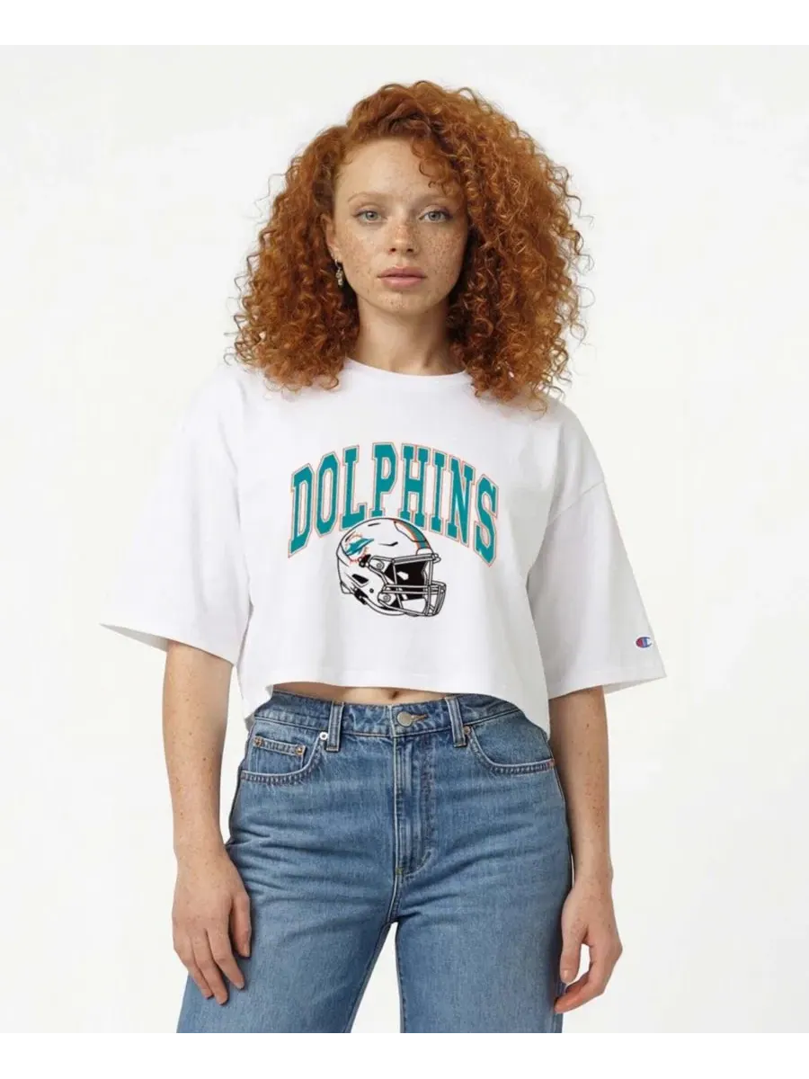 Футболка с принтом, модель Boyfriend-Cropped Champion — изображение 1 из 5, белый