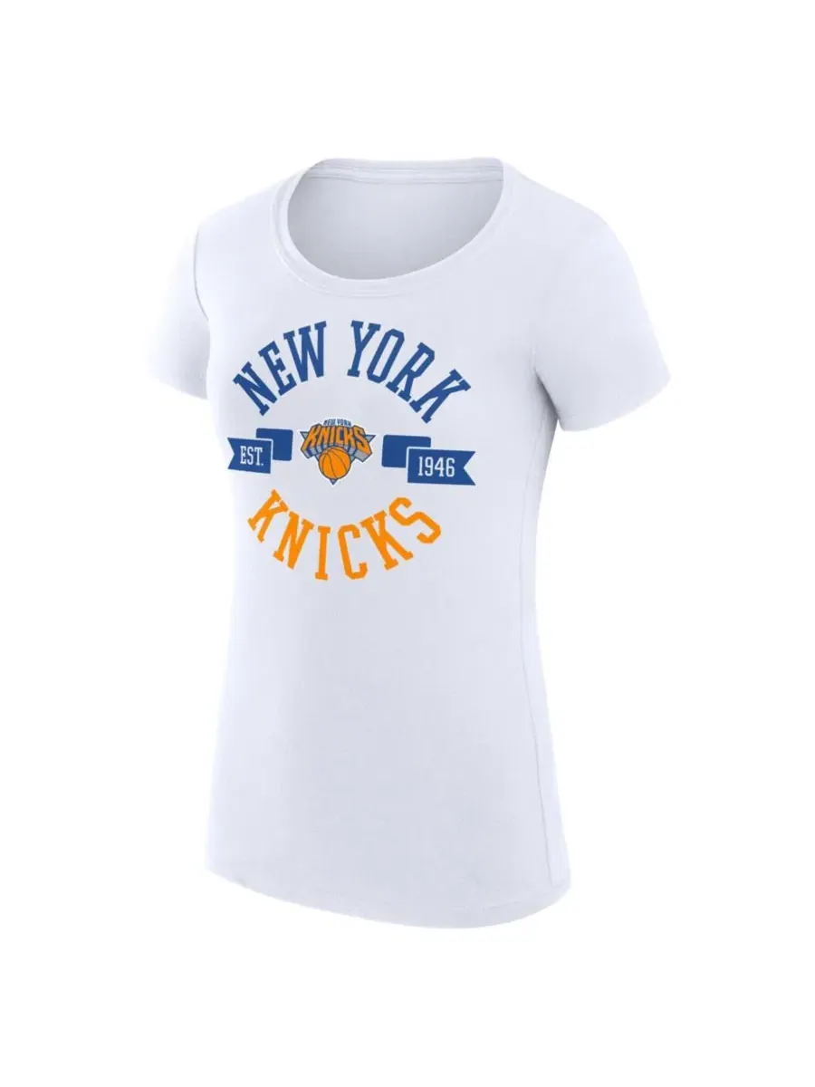 Футболка с принтом New York Knicks, супероблегающая G-III 4Her by Carl Banks — изображение 2 из 3, белый