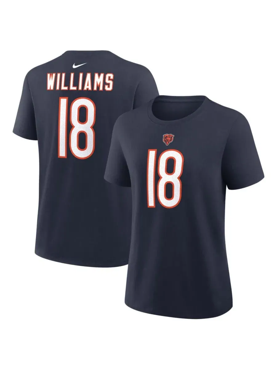 Футболка с длинным рукавом Caleb Williams Navy Chicago Bears Player Name & Number Nike — изображение 1 из 3, темно-синий