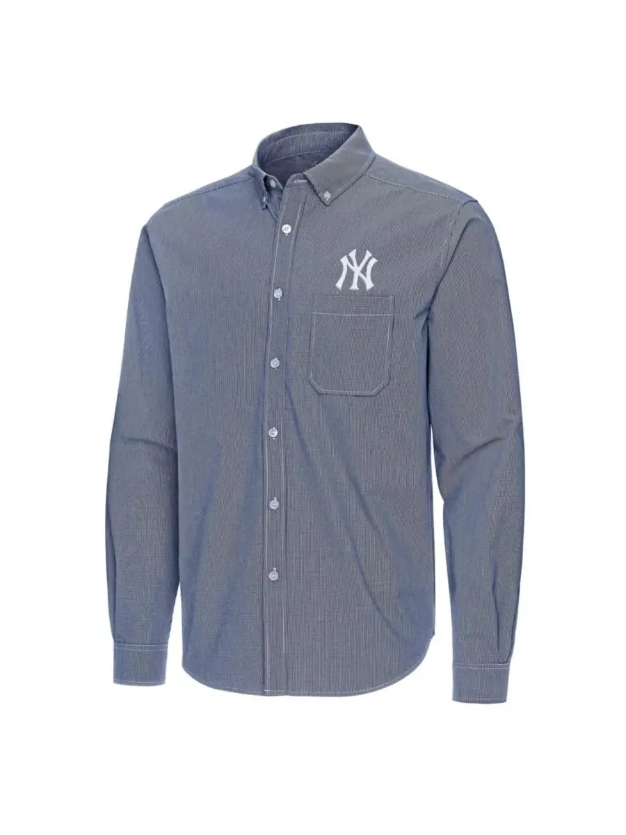 Рубашка с длинным рукавом Porter New York Yankees Antigua — изображение 2 из 3, темно-синий белый