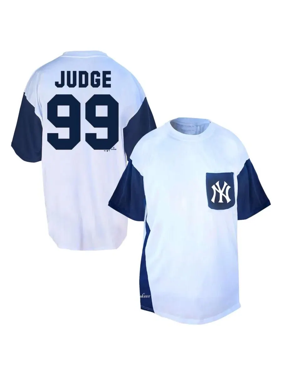 Футболка с длинным рукавом Aaron Judge New York Yankees Fanatics — изображение 1 из 3, белый темно-синий