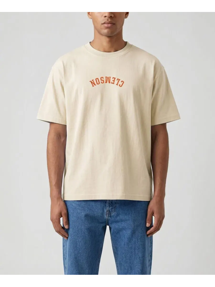 Футболка с вышивкой Clemson Tigers Upside Down Uscape Apparel — изображение 1 из 2, бежевый