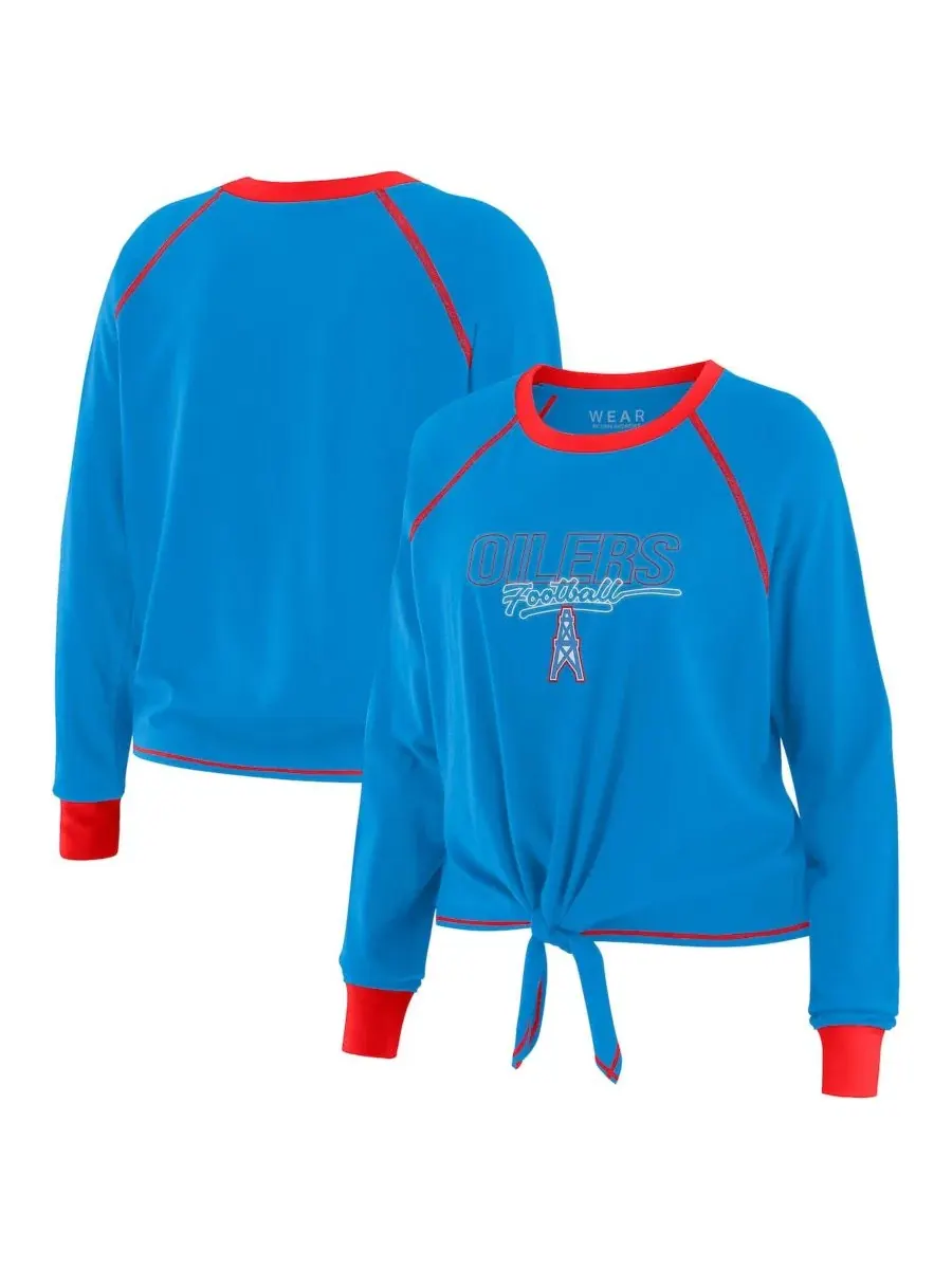 Женская футболка с длинным рукавом, завязкой спереди, с принтом Houston Oilers WEAR by Erin Andrews — изображение 1 из 4