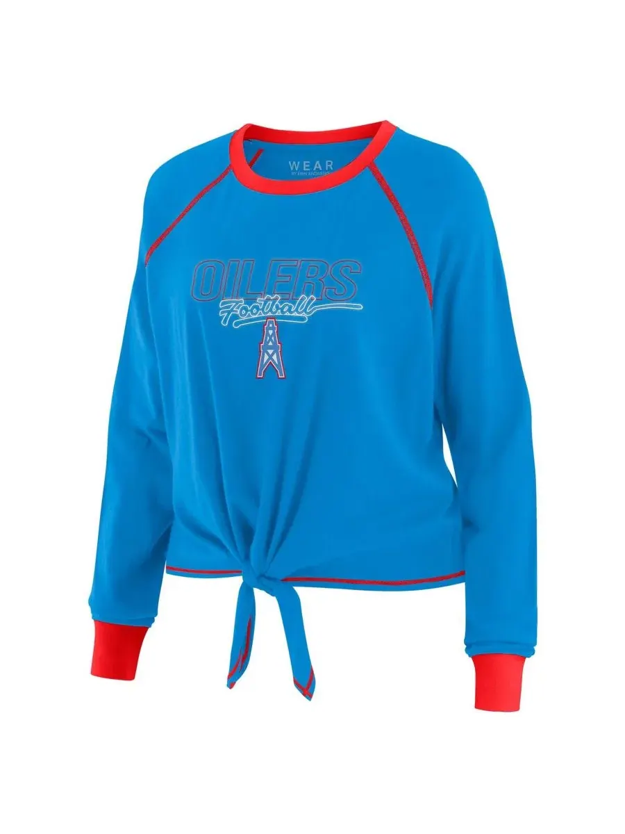Женская футболка с длинным рукавом, завязкой спереди, с принтом Houston Oilers WEAR by Erin Andrews — изображение 2 из 4