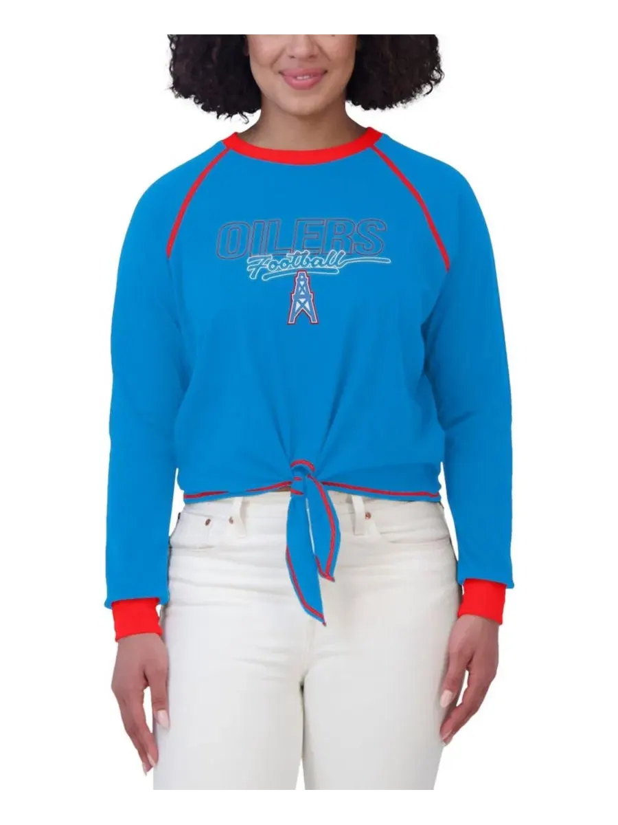 Женская футболка с длинным рукавом, завязкой спереди, с принтом Houston Oilers WEAR by Erin Andrews — изображение 4 из 4
