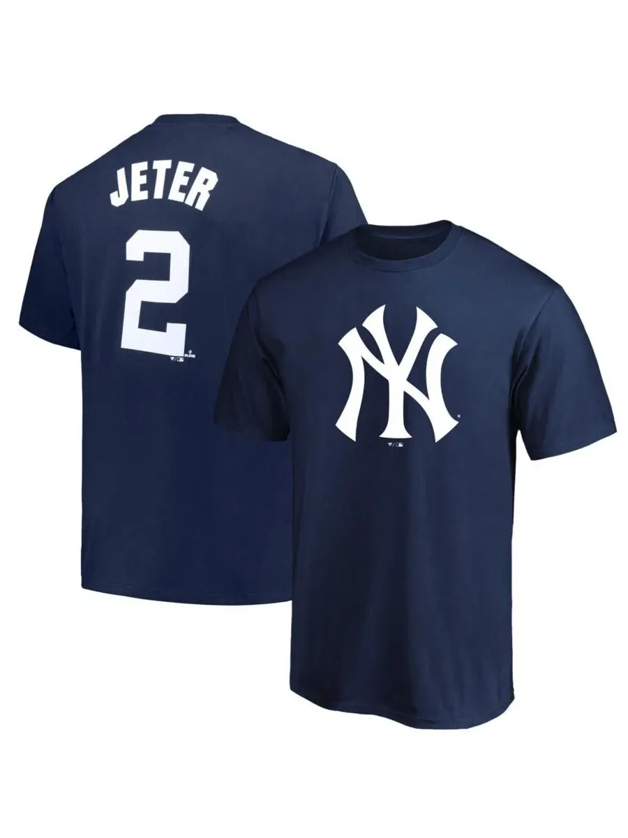Футболка с принтом Derek Jeter New York Yankees Fanatics — изображение 1 из 3, темно-синий