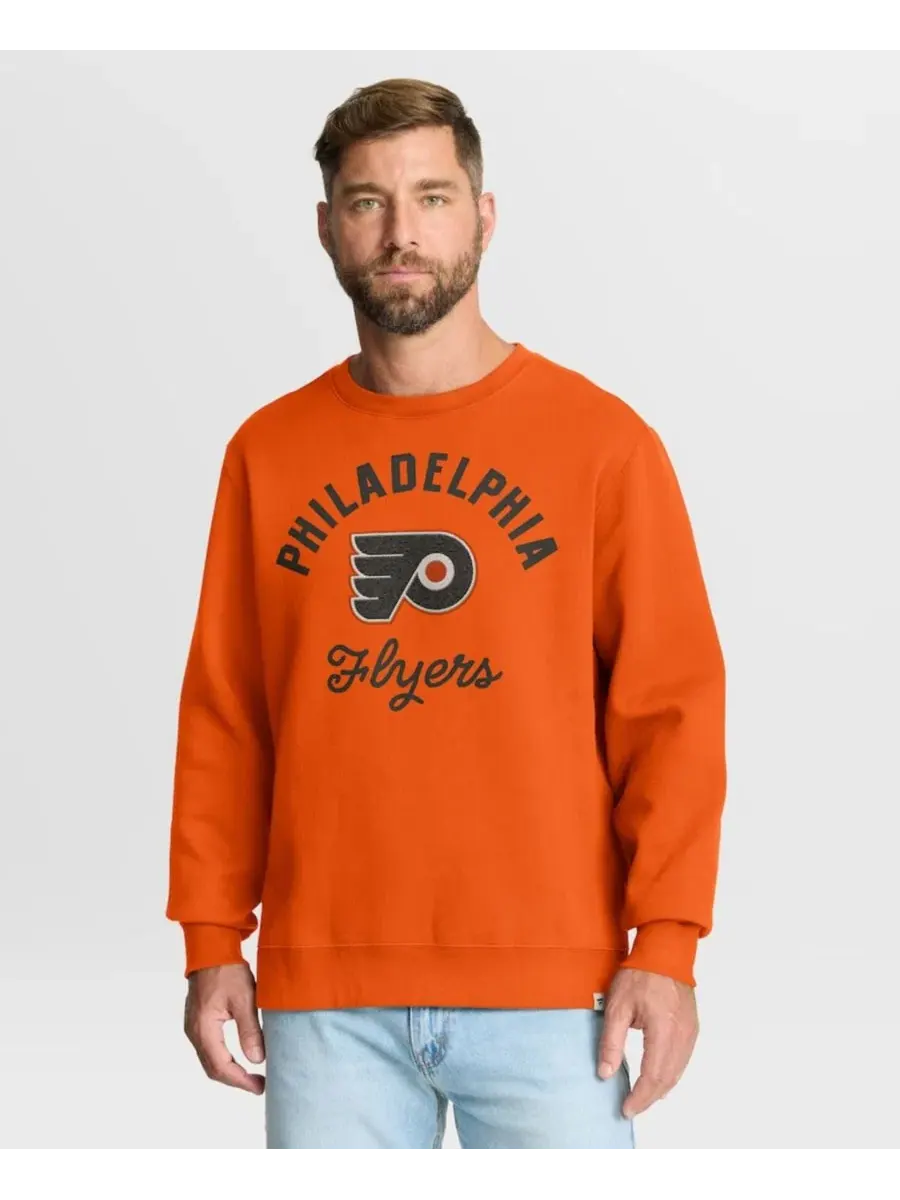 Свитшот Philadelphia Flyers Stickler с вышитым логотипом Fanatics — изображение 5 из 5, оранжевый