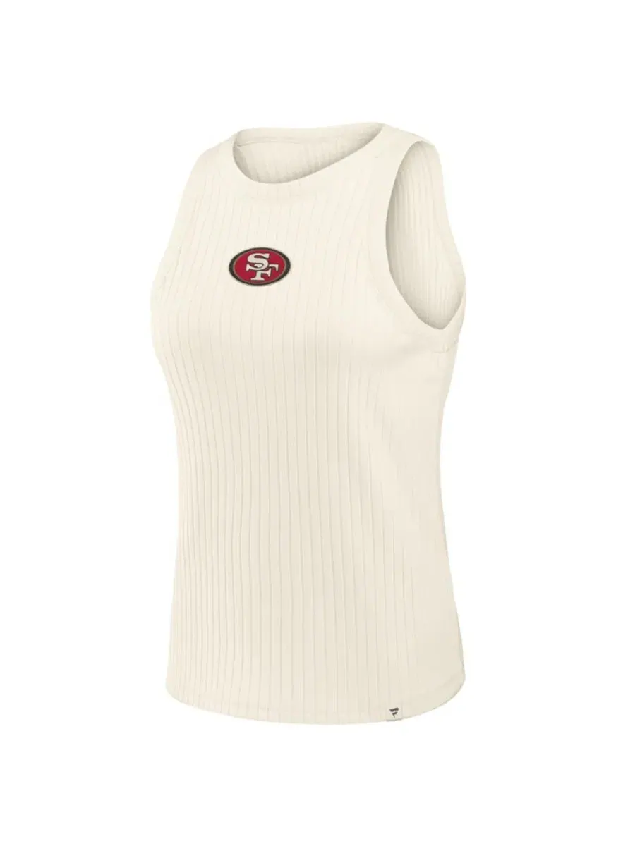 Женский топ без рукавов с вышитым логотипом San Francisco 49ers Star Play Ribbed Tri-Blend Fanatics — изображение 2 из 3