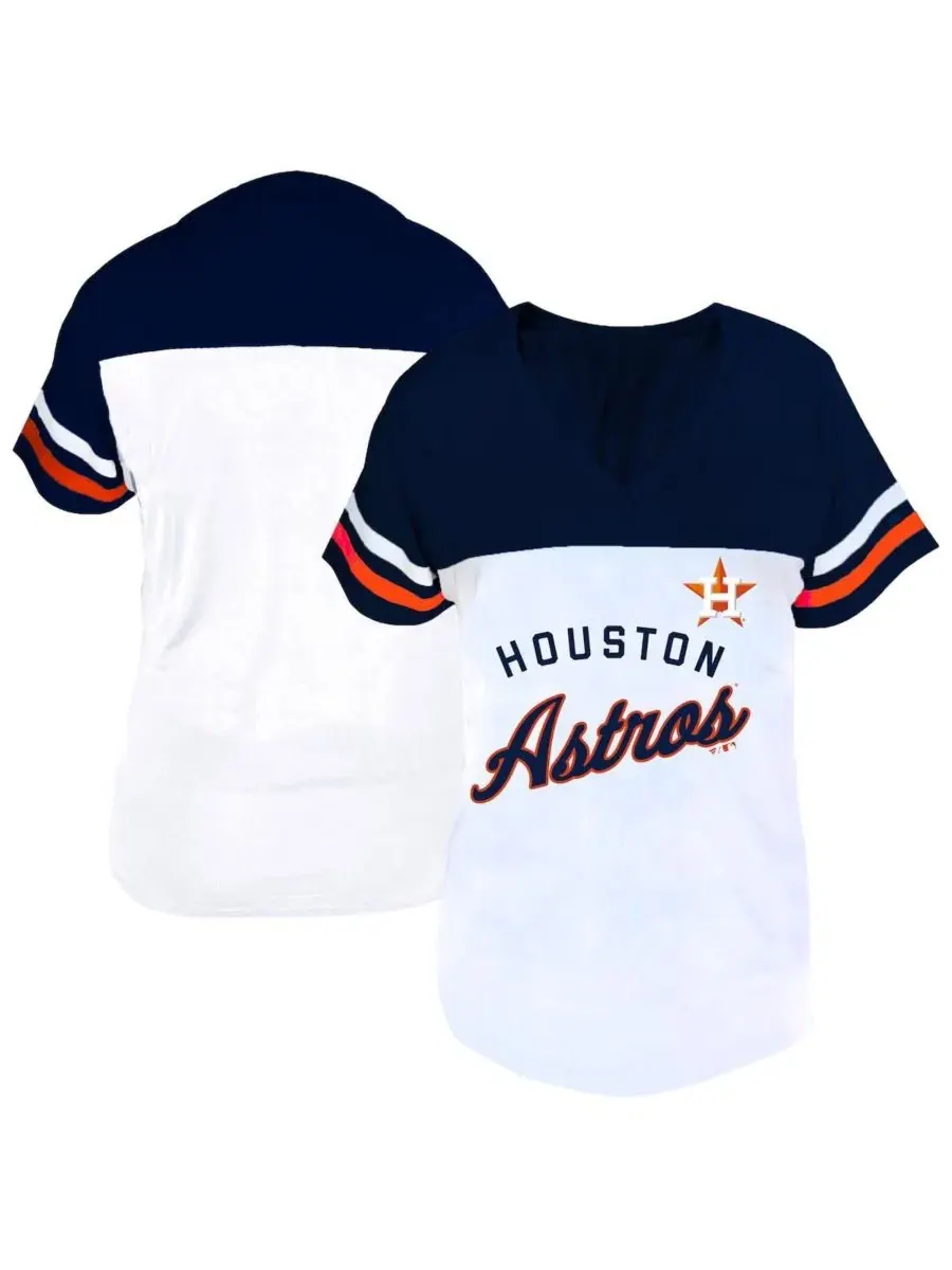 Футболка с v-образным вырезом с принтом Houston Astros Fanatics — изображение 1 из 3, белый темно-синий