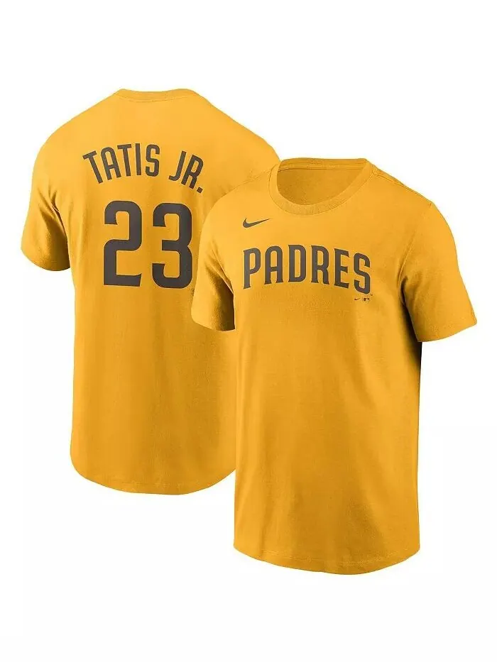 Мужская футболка Fernando Tatis Jr. Gold San Diego Padres с именем и номером Nike — изображение 1 из 3
